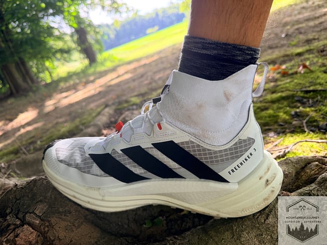 Fit profile of the Adidas Terrex Free Hiker 3 Ultra showing ankle collar