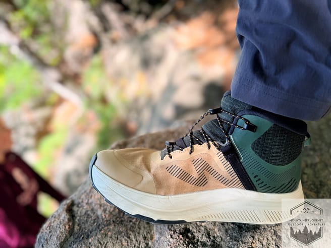 View of Trailsetter Hurricane hiking boots while standing on rocks
