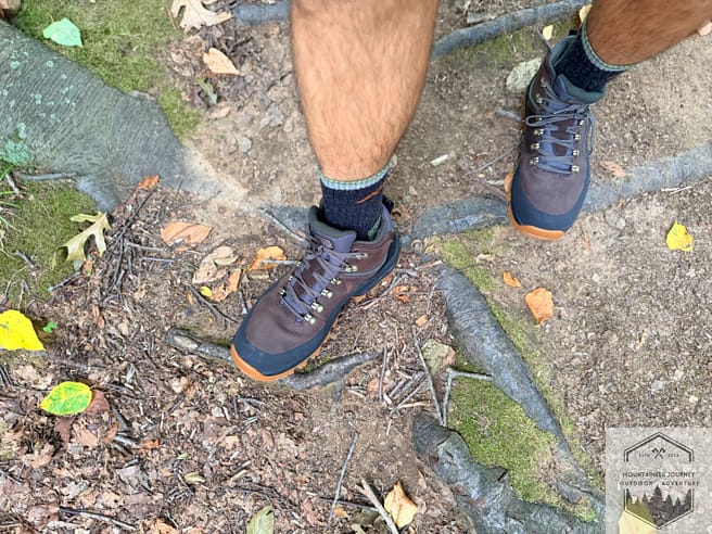 Hiking over limestone with the Timberland Mt Maddsen 2.0 during our traction and stability testing