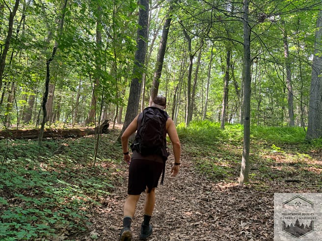 Walking on trail during testing of terrex free 3 boots