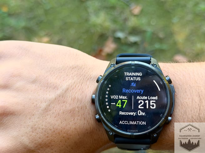 Fenix 9 V02 max screen noted during post-workout analysis