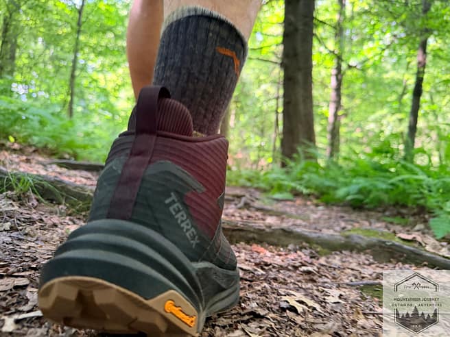 Heel stack view on Adidas terrex free hiker