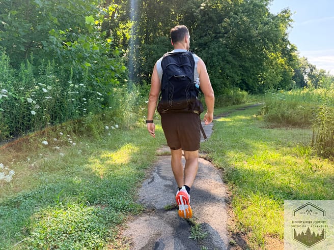 Walking on asphalt during testing with the Ghost Max 4