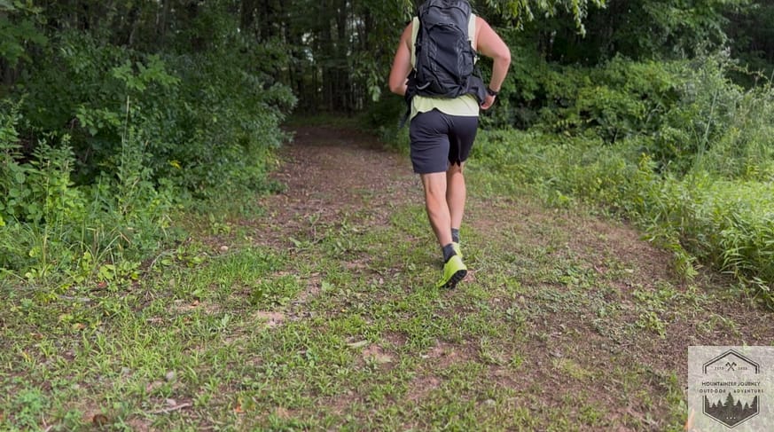 Testing ankle stability while running up dirt single track with a 30 lb backpack