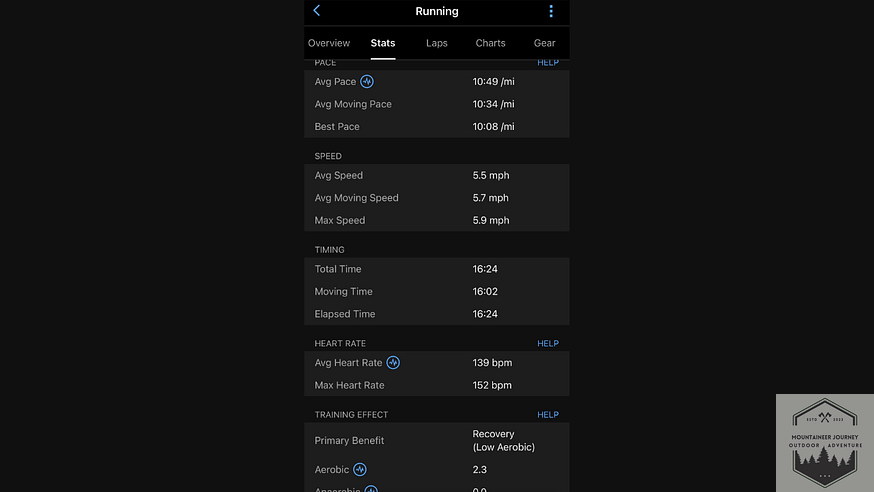 Garmin Cirqa running stats screen