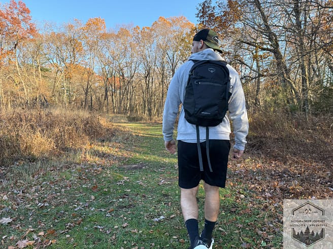 Walking on trail with Daylite Plus during colder weather