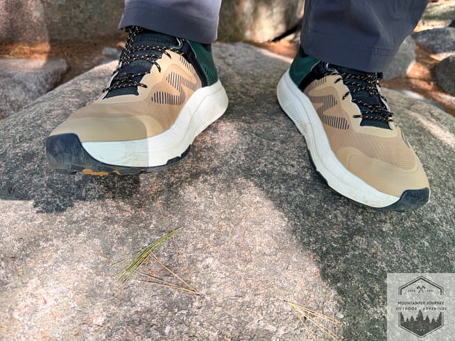 Front toe box view of hiking boots