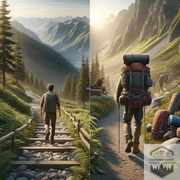 blog-img-1716824932472 hiking vs trekking difference. hiker on left while trekker on right