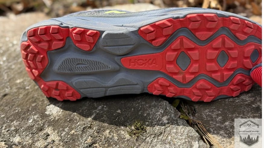 Outsole view of the Hoka Challenger 7 showing the light lug pattern