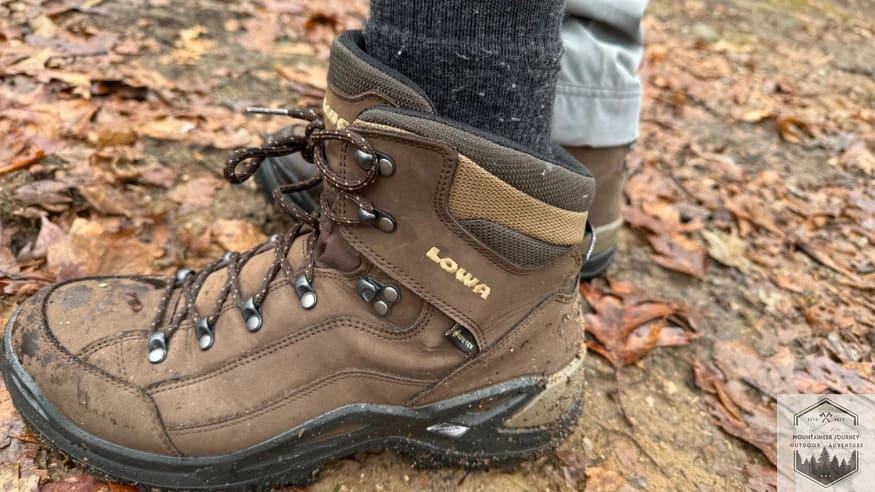 Wearing waterproof boots in the soaked leaves