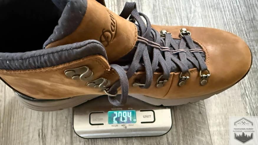 The Danner Mountain on our scale weighing in at 27 ounces