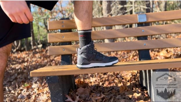 blog-img-1732723111633 giving a side view of the hiking shoe on a bench