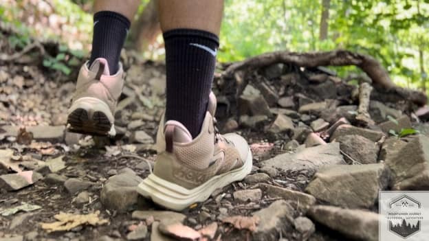 wearing hiking boots on trail
