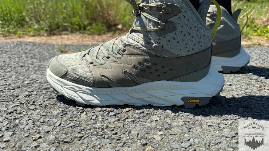 Testing the Vibram mega grip outsole on gravel during our testing
