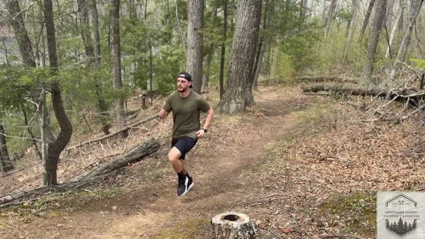 Running uphill in the Clifton 9 testing out on trail