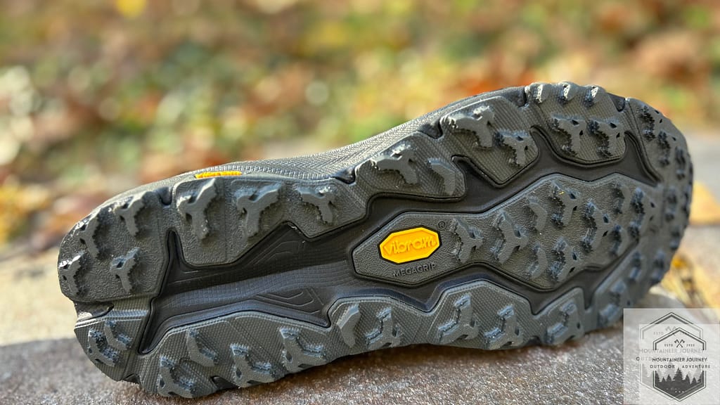 Vibram outsole of speedgoat 6 showing 5mm lugs