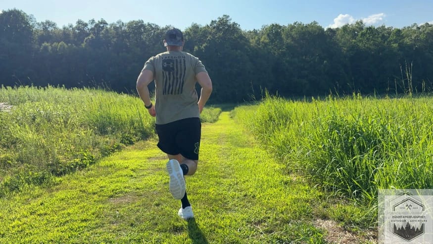 Running on grass path in Brooks Ghost Max 2 testing impact absorption