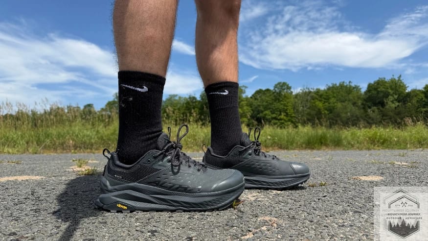 Testing the Altra Olympus 6 on a technical trail to evaluate the Vibram Megagrip outsole and 33mm max cushion traction.