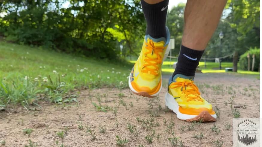 Side view of the Hoka Mafate X highlighting the massive 49mm stack height and dual-density PEBA and supercritical EVA midsole.