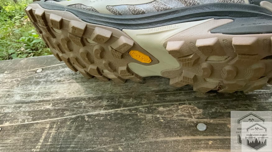 outsole view of the Vibram lugs, with rubber mini spikes