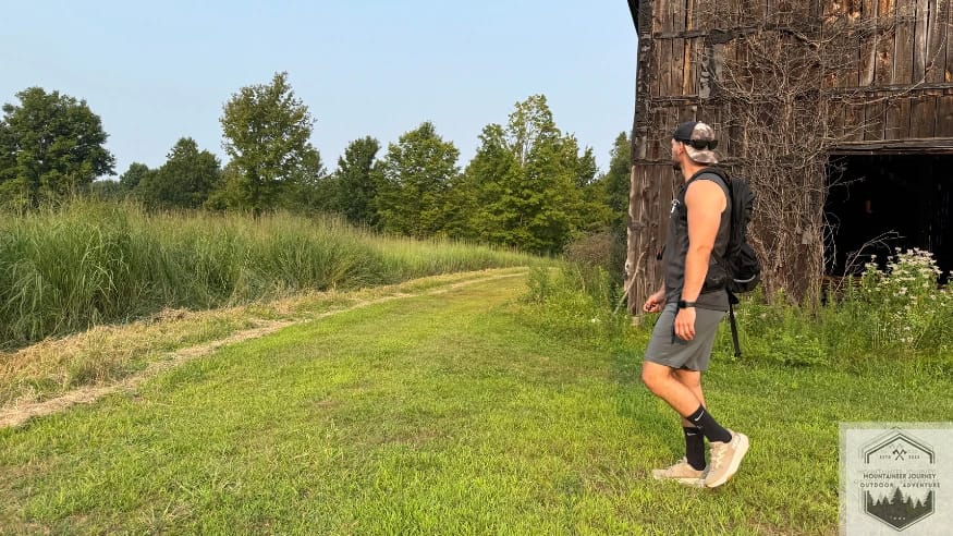 walking on off-trail area with the hoka transport