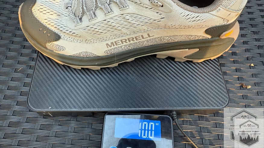 Moab Speed 2 weighing in at 10 ounces on our scale