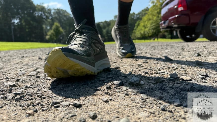 walking on clumpy gravel