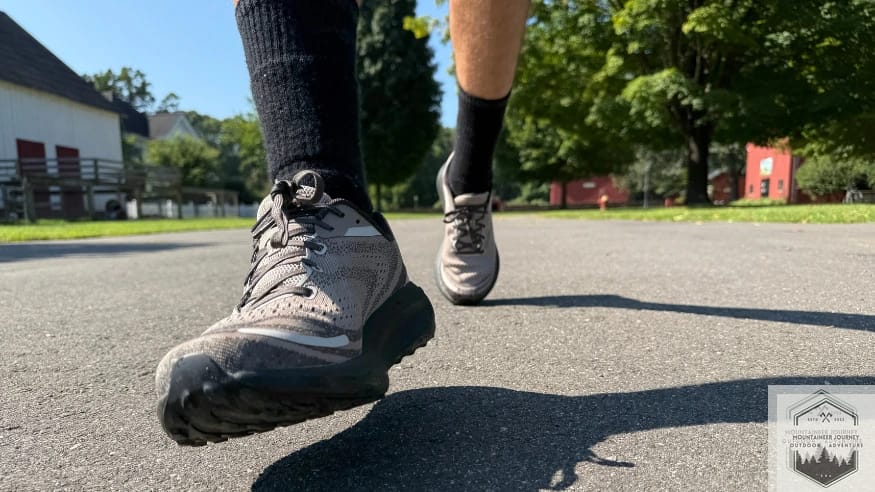 Running on pavement during our testing of the Merrell Morphlite