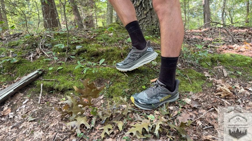 Standing in leaves with Darn Tough Light Hiker