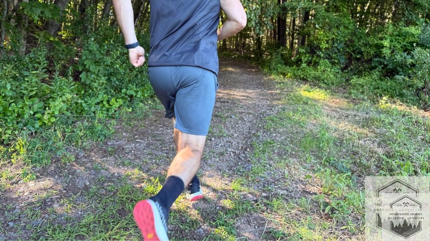 Running uphill in NNormal Kjerag 2 to test climbing efficiency.