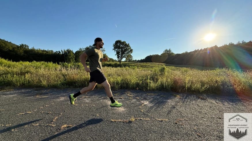 Running in the cascadia 19, sun in background