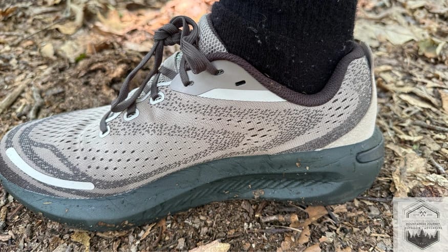 top-down view of the merrell morphlite during our testing on the trail