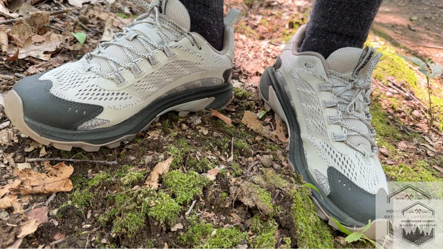 front view of both shoes showing the toe box room as well as the rubber toe cap