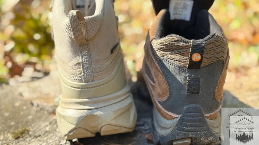 Heel view of both boots, high ankle support for the Kaha 3