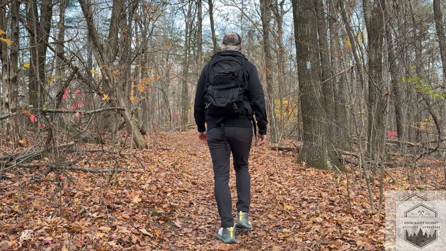 Walking on leaf-covered trail