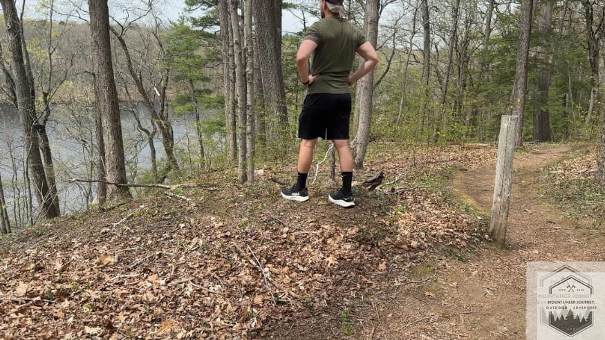 Standing at top of trail after run with Clifton 10