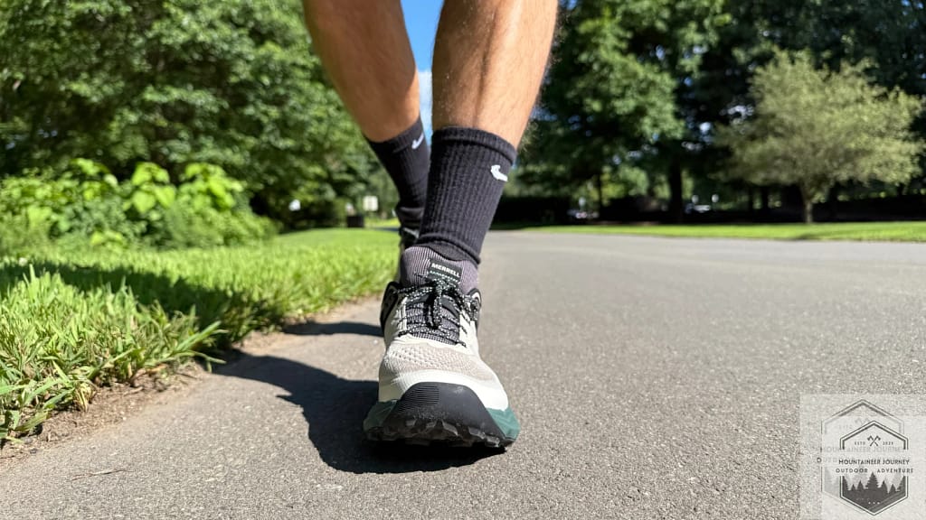 Testing out the trail shoes on solid asphalt for road-to-trail transitions