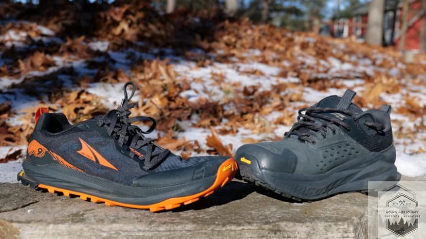 Both shoes facing eachother, noting differences in stack height