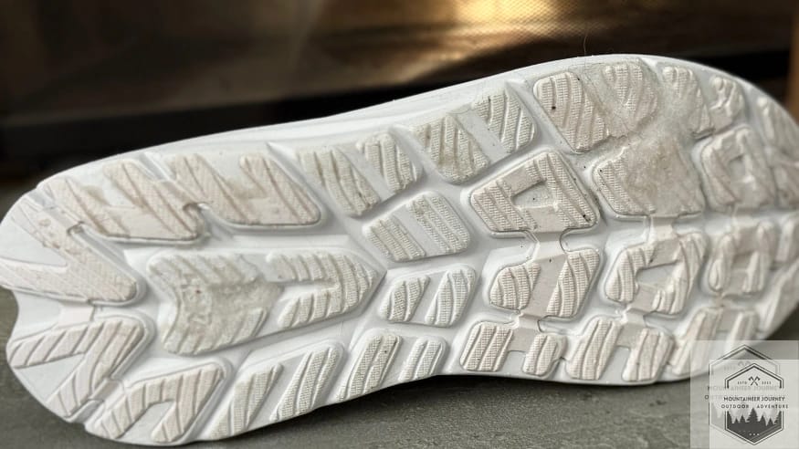 View out outsole with ice stuck into zonal rubber zones after testing