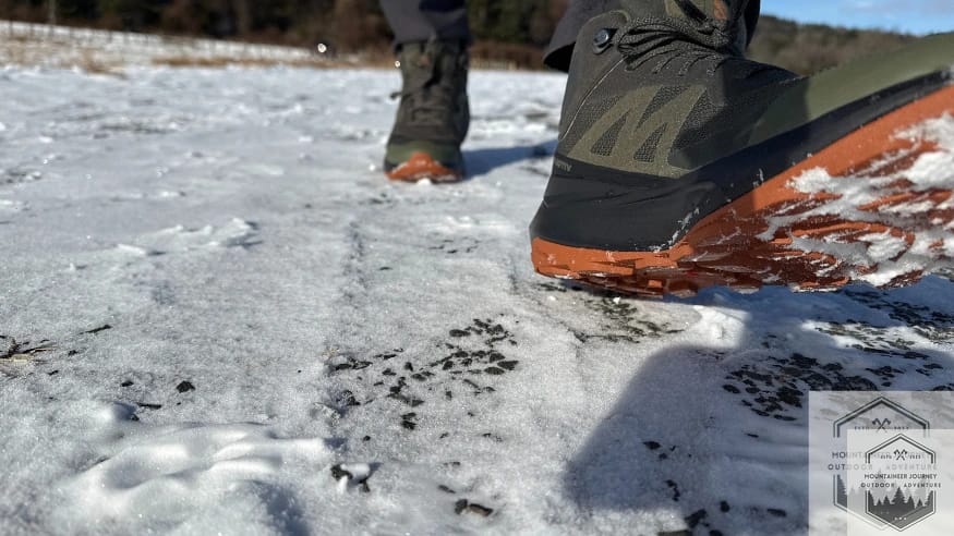 View of the outsole during snow testing