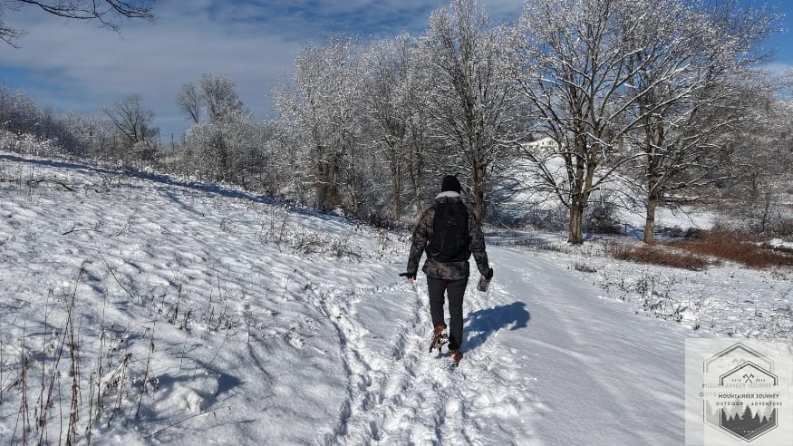 Testing ankle stability during uphill hiking in snow