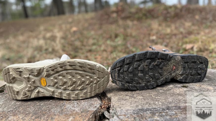View of traction lugs on Kaha 3 vs Salomon Quest 5 contagrip lugs