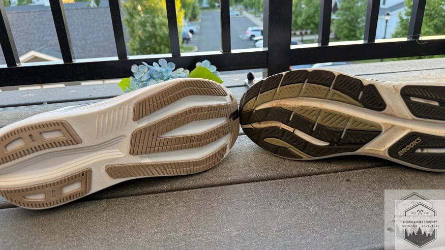 View of both outsoles after 50+ miles of testing on both. No visible wear.