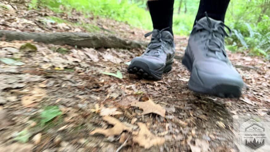Testing shock absorption on trail