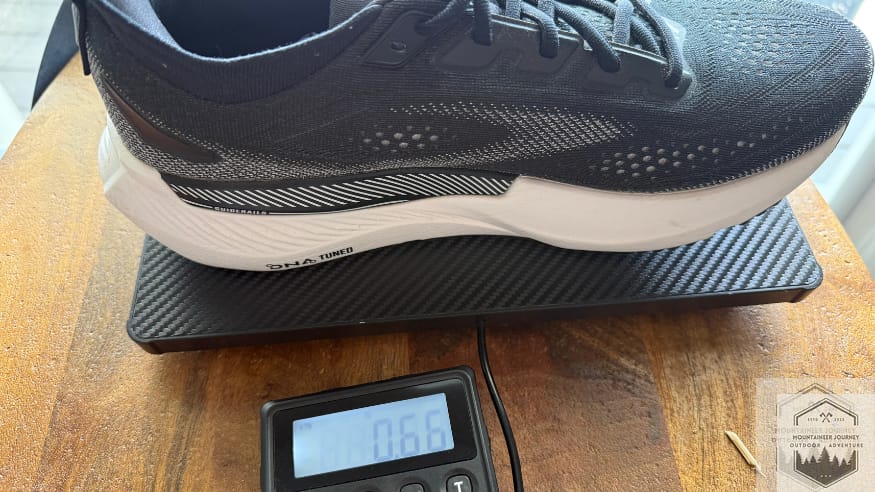 Brooks Glycerin GTS 23 weighing 10.5 oz or .66 pounds on our calibrated scale