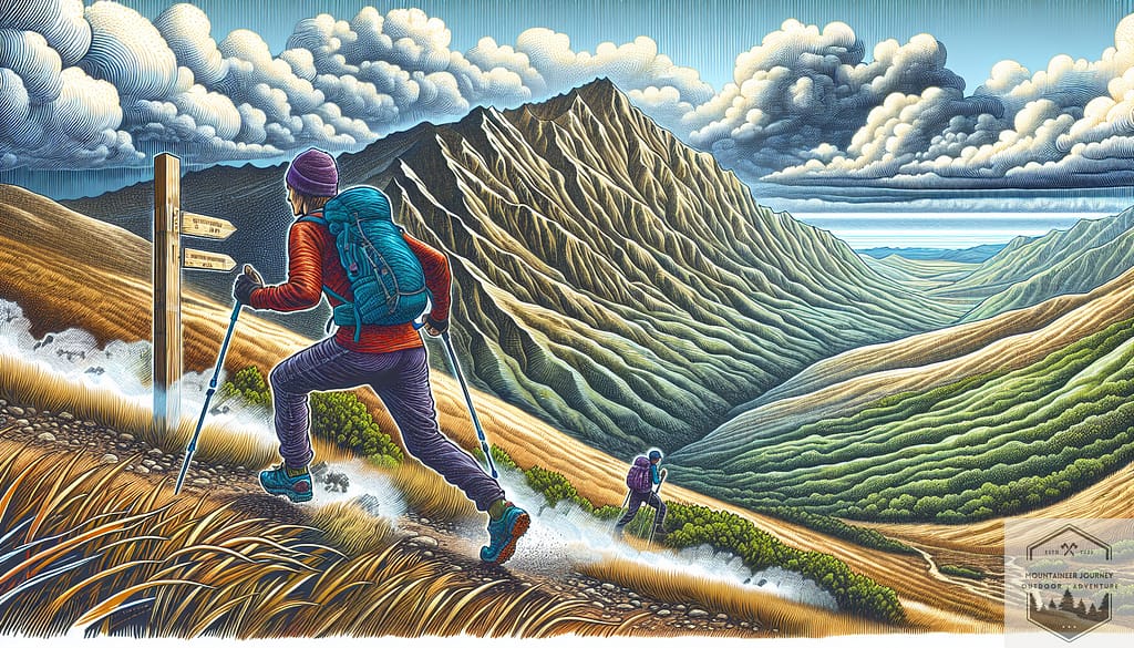 An illustration highlighting different factors affecting hiking speed, such as terrain and weather conditions.