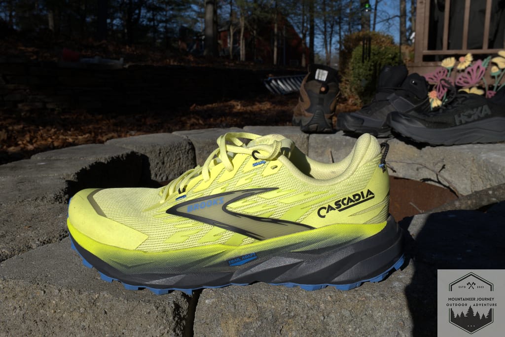 Brooks Cascadia 19 after 100 miles of testing, upper showing minor scuffs no loss of structural integrity.