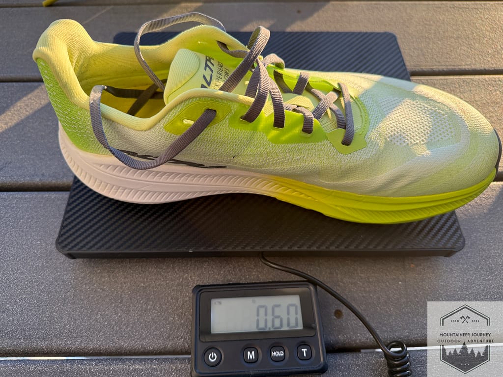 Experience Flow 3 on our scale at .60 pounds or 9.6 ounces per shoe