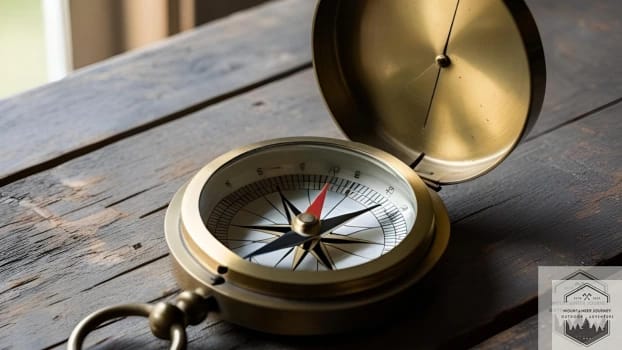 Compass on a table