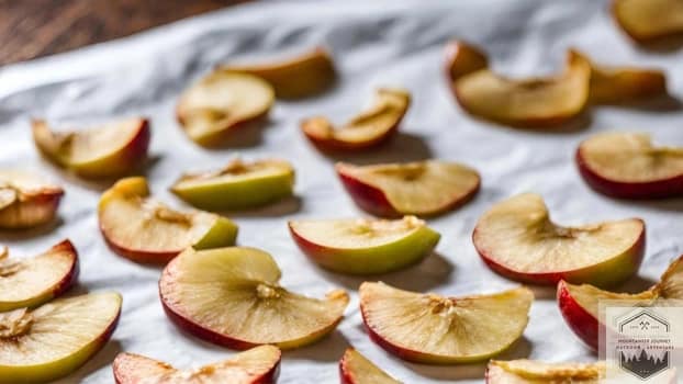 Apples dehydrated on tray